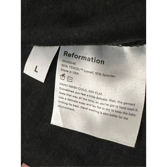 REFORMATION Sage Wrap Tencel Midi Dress Black Off Shoulder Size L - Picture 8 of 8